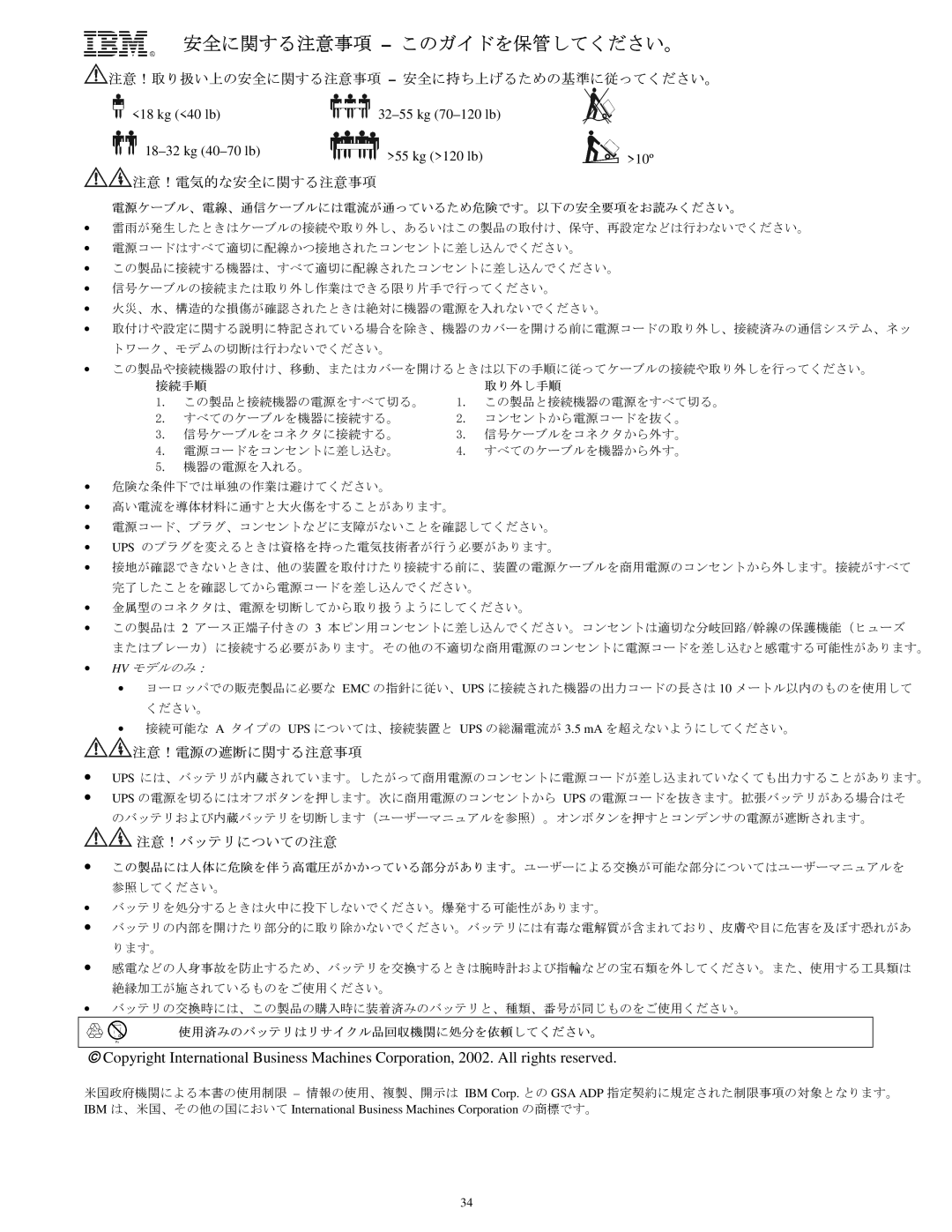 IBM UPS1000TLV, UPS750TLV, UPS1500TLV, UPS1000THV, UPS750THV, UPS1500THV manual ください。A 