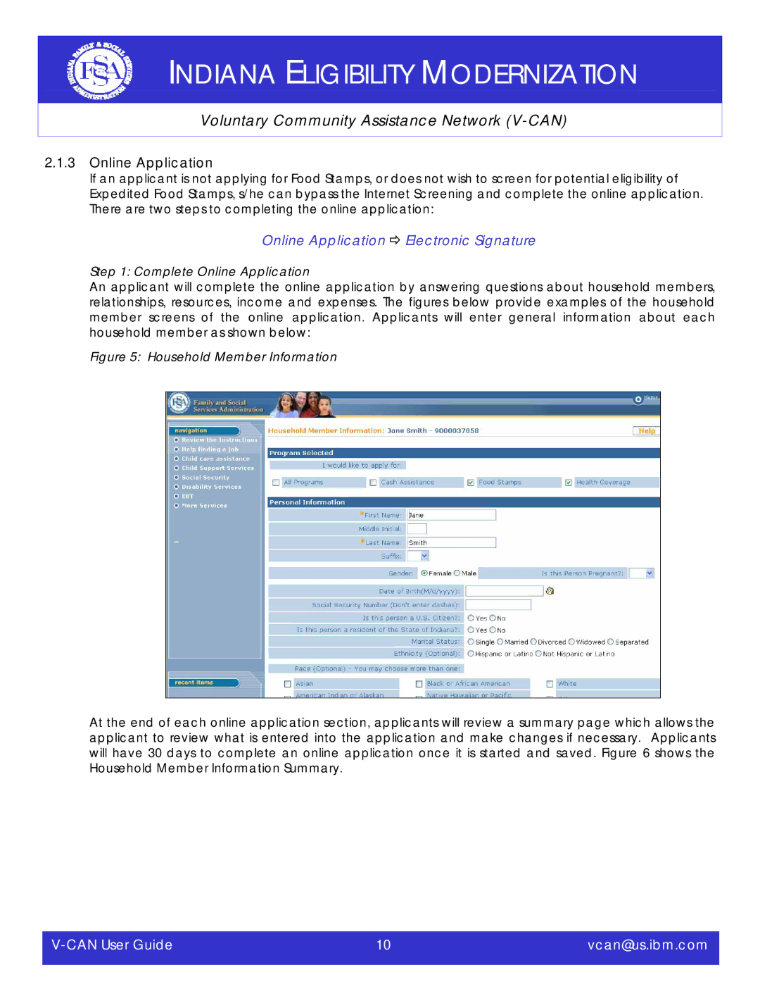 IBM V-CAN manual Online Application Ö Electronic Signature 