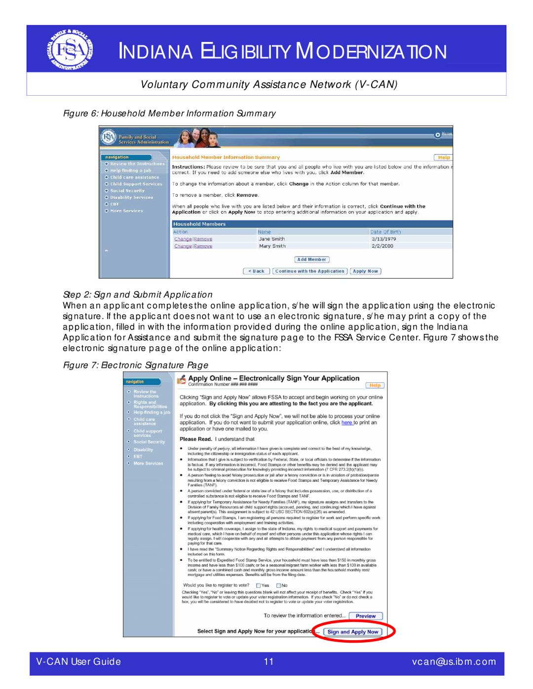 IBM V-CAN manual Electronic Signature 