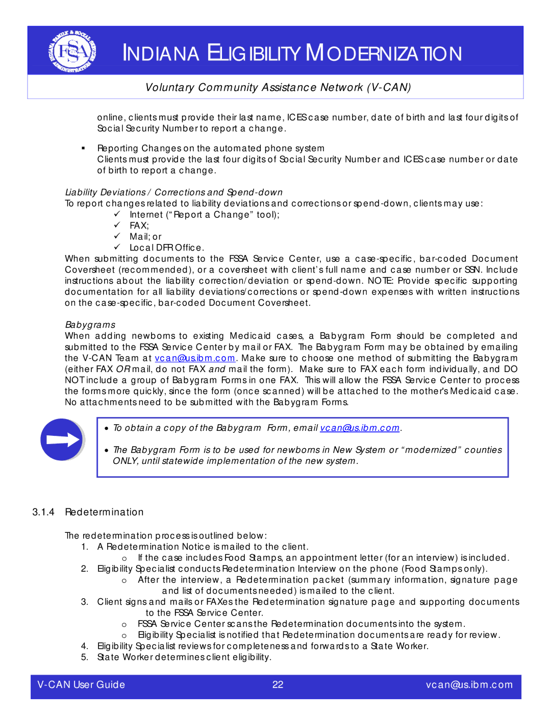 IBM V-CAN manual Redetermination, ƒ Reporting Changes on the automated phone system 