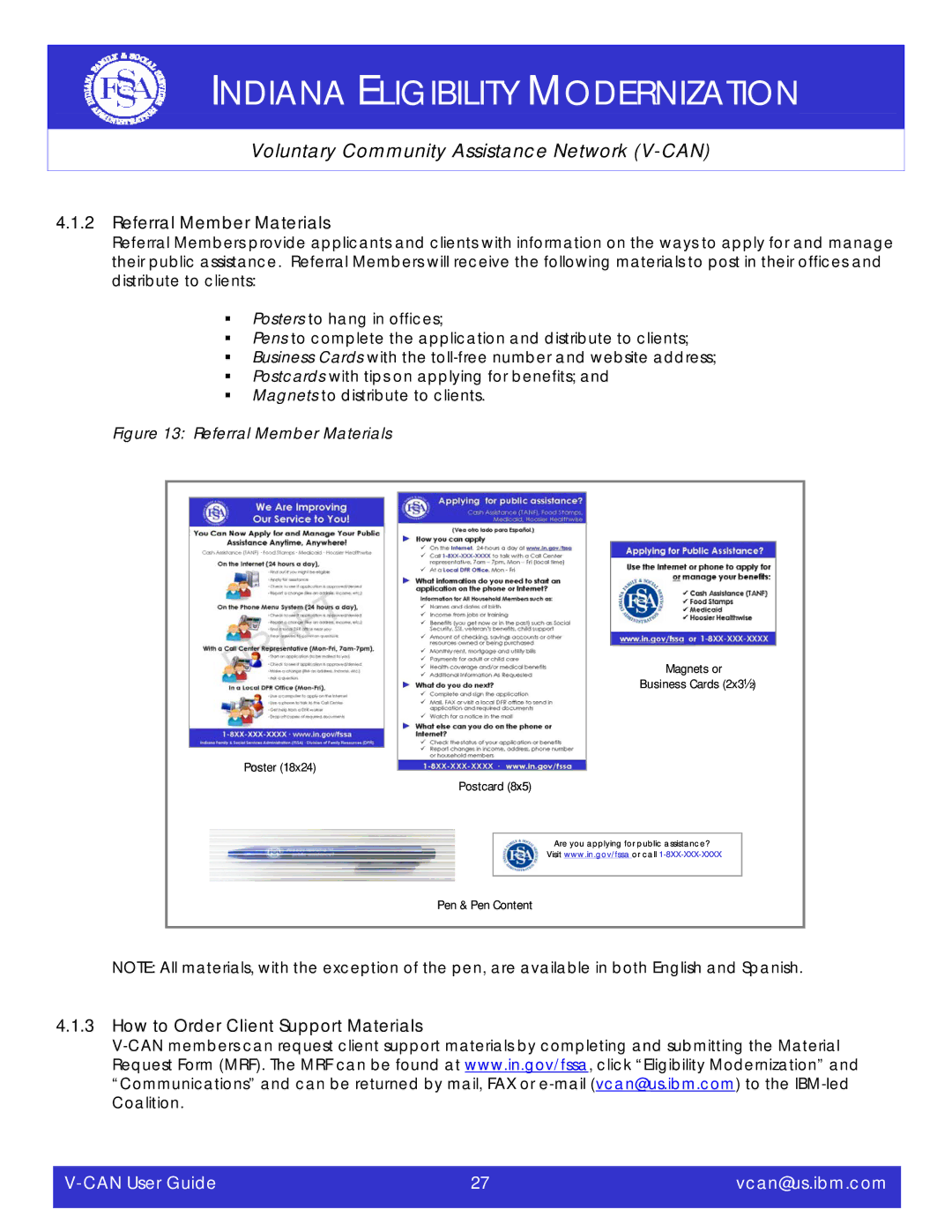 IBM V-CAN manual Referral Member Materials, How to Order Client Support Materials 