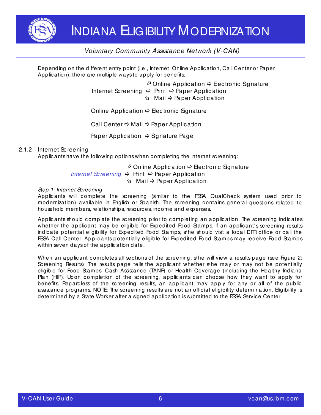 IBM V-CAN manual Internet Screening 