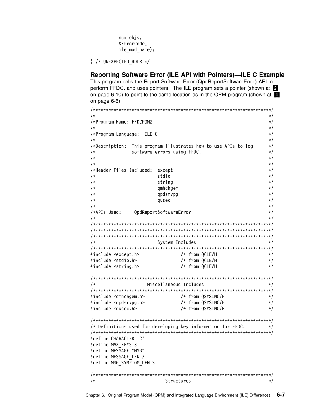 IBM Version 4 manual API with Pointers-ILE C Example, Unexpectedhdlr, Software Error ILE, Qcle/H, Qsysinc/H 