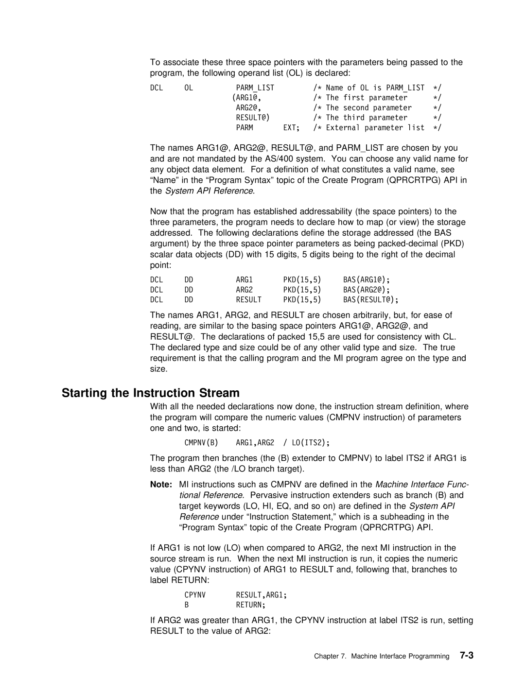 IBM Version 4 manual ITS2, ARG2, Cpynv, Result 