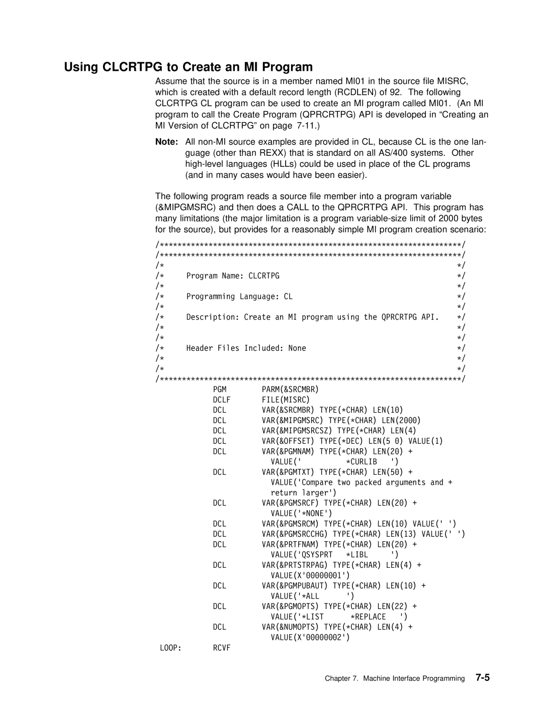 IBM Version 4 manual Using Clcrtpg to Create, Rexx 