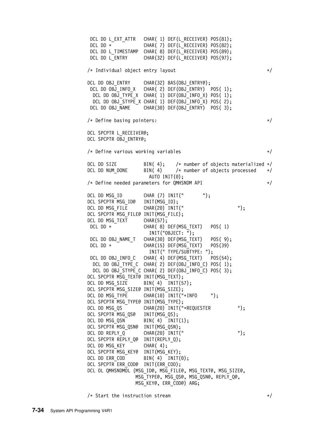 IBM Version 4 DCL DD Lextattr, Deflreceiver, DCL DD Lentry, DCL DD Objentry, DCL DD Objinfox, Defobjentry, DCL DD Objtypex 