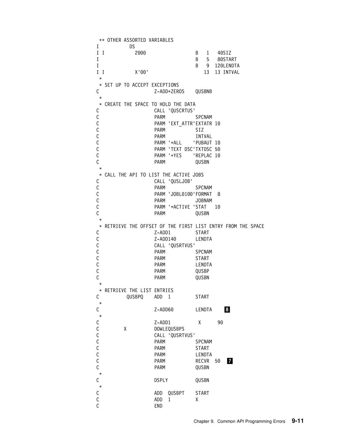 IBM Version 4 manual Qusbn \ Call the API to List the Active Jobs Qusljob, Qusbn \ Retrieve the Offset, ADD1 Start 