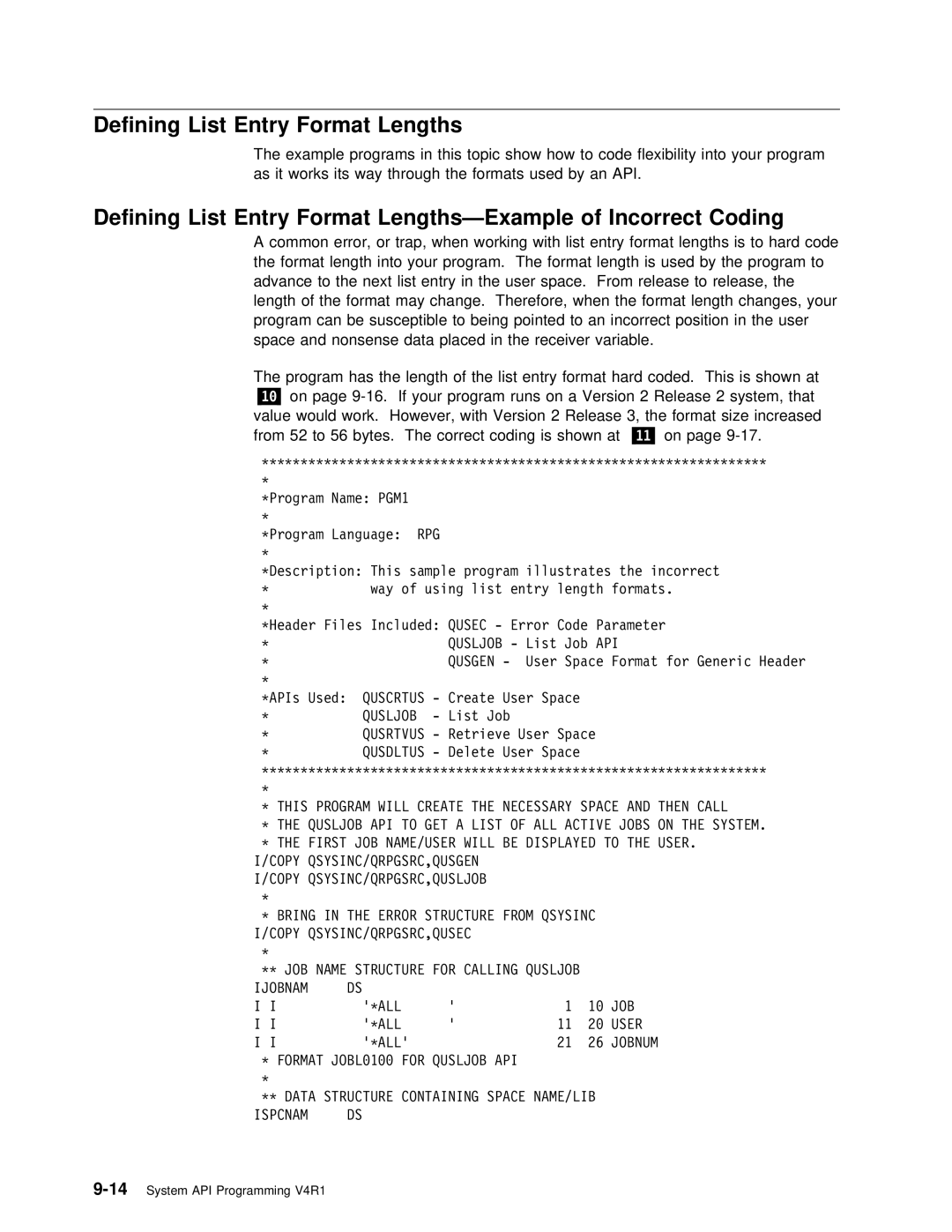 IBM Version 4 manual Defining, Incorrect, Data Structure Containing Space NAME/LIB Ispcnam DS 