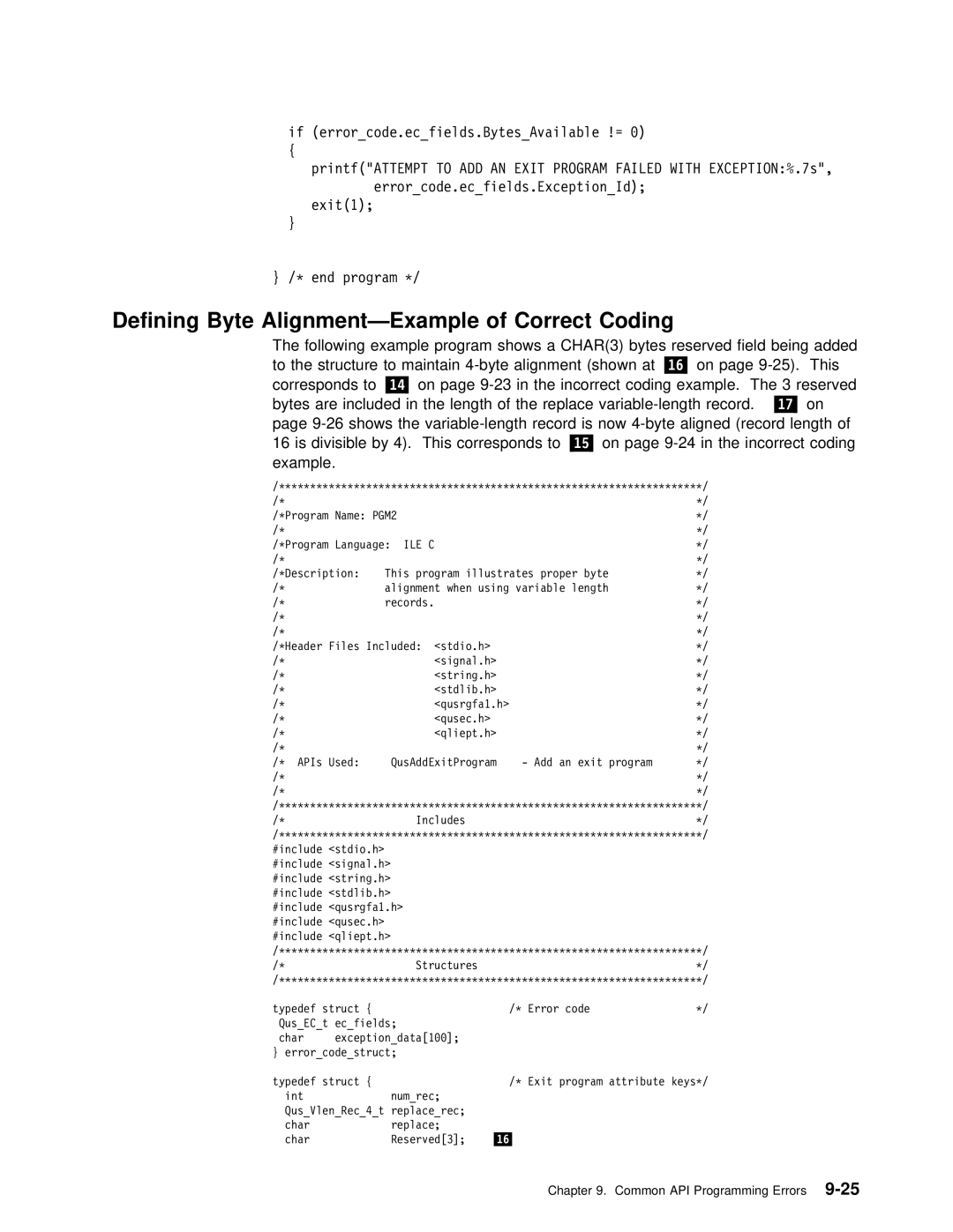 IBM Version 4 manual Defining Byte Alignment-Example Correct, Ile C 