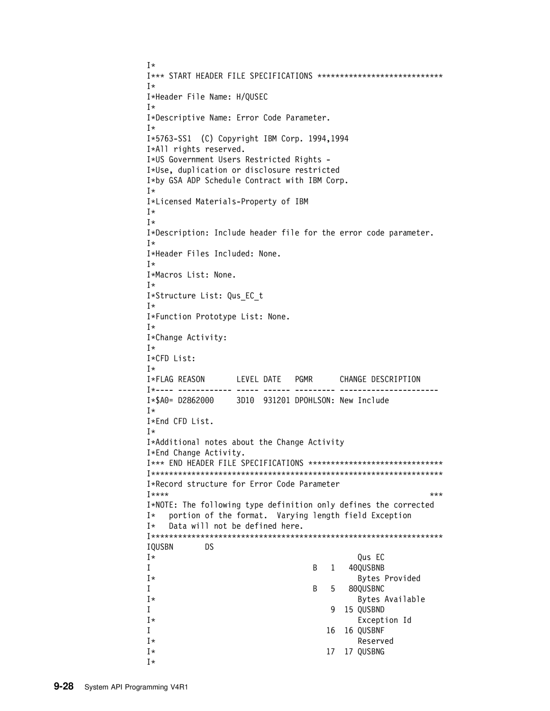 IBM Version 4 manual FLAG Reason Level Date Pgmr, Iqusbn 