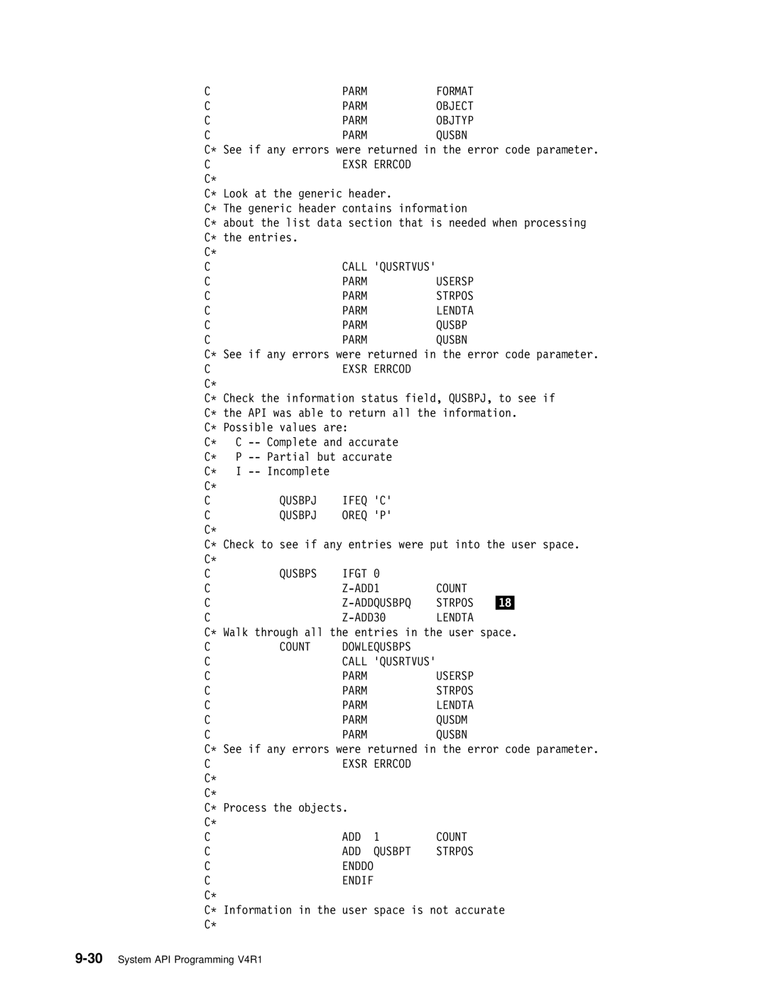 IBM Version 4 manual Qusbpj Ifeq C Oreq P, Qusbps, ADD1 Count Addqusbpq Strpos, Lendta, Count Dowlequsbps, ADD Qusbpt 