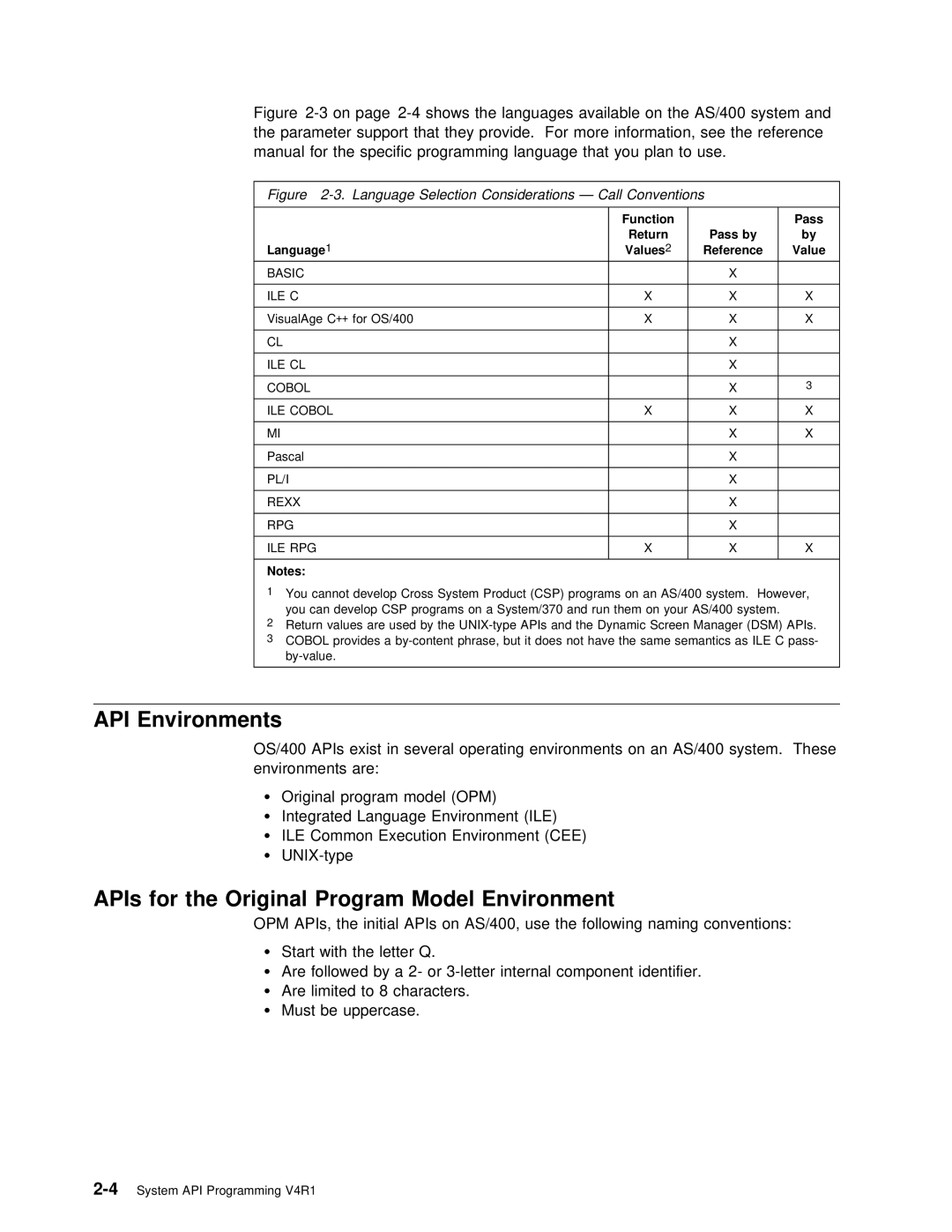 IBM Version 4 manual API Environments 