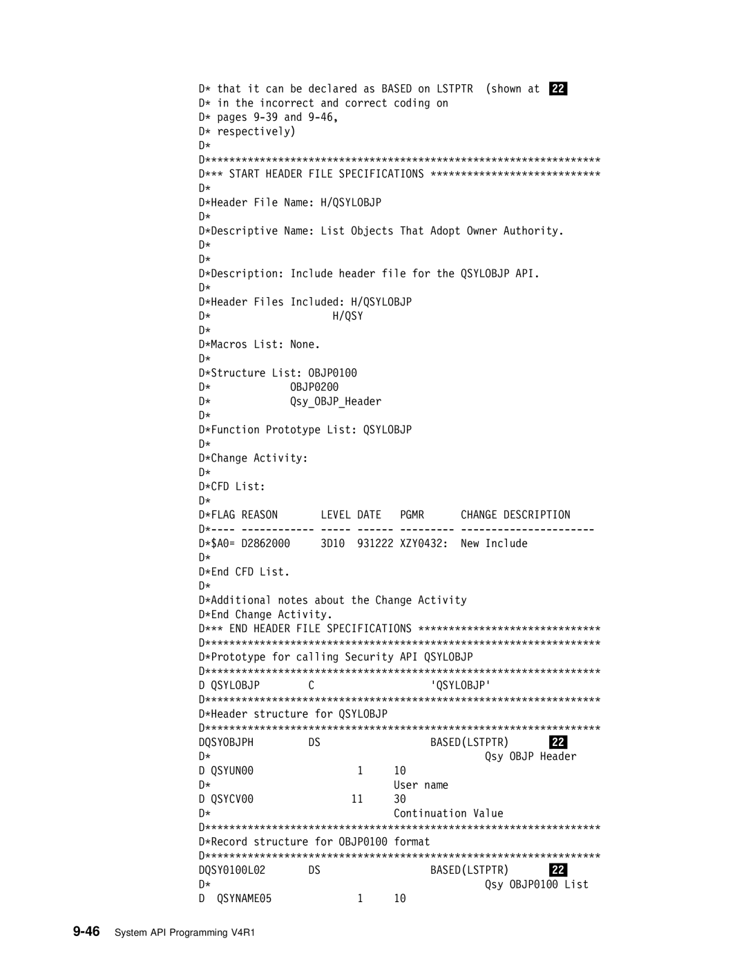 IBM Version 4 manual 46System API Programming V4R1 