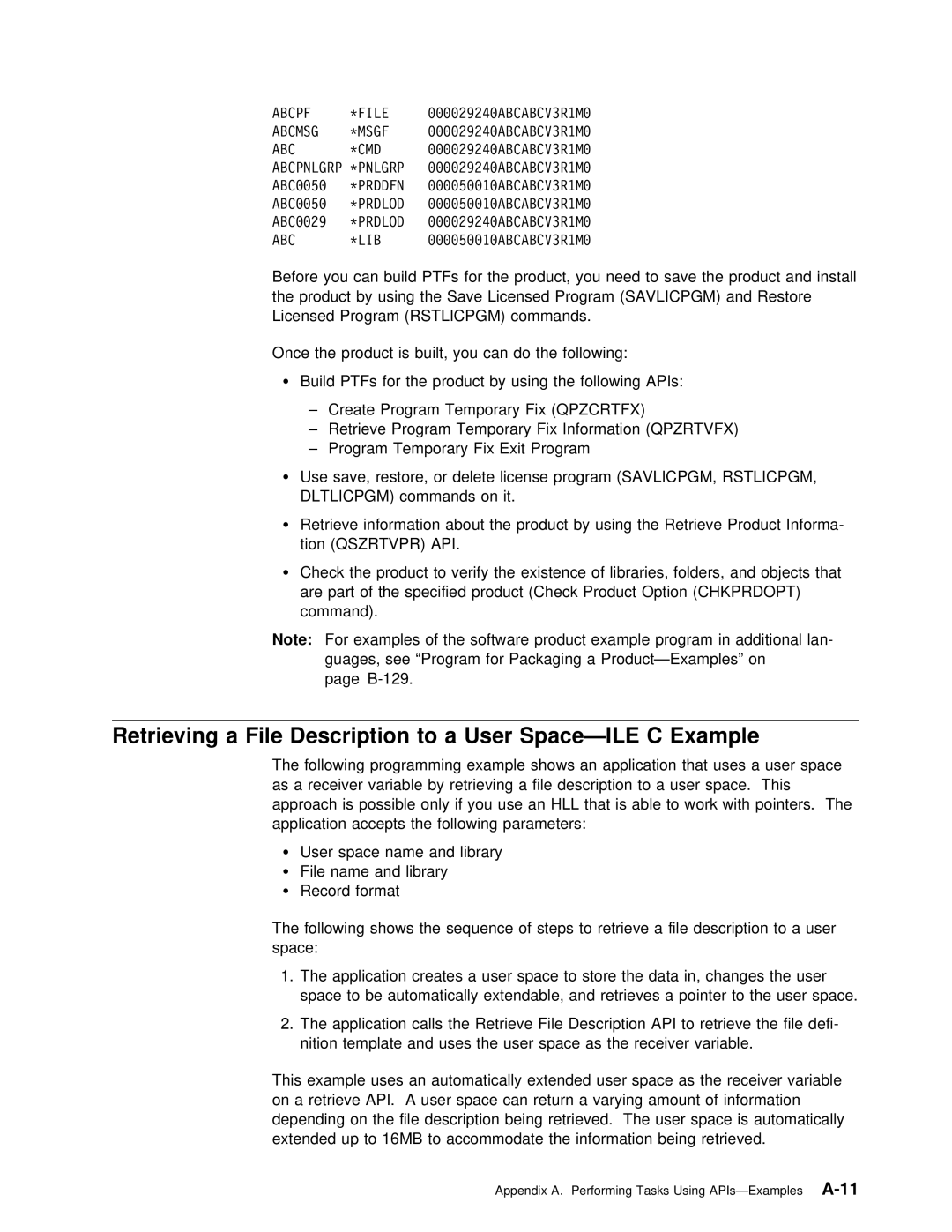 IBM Version 4 manual Qszrtvpr API, Command B-129, Retriev 