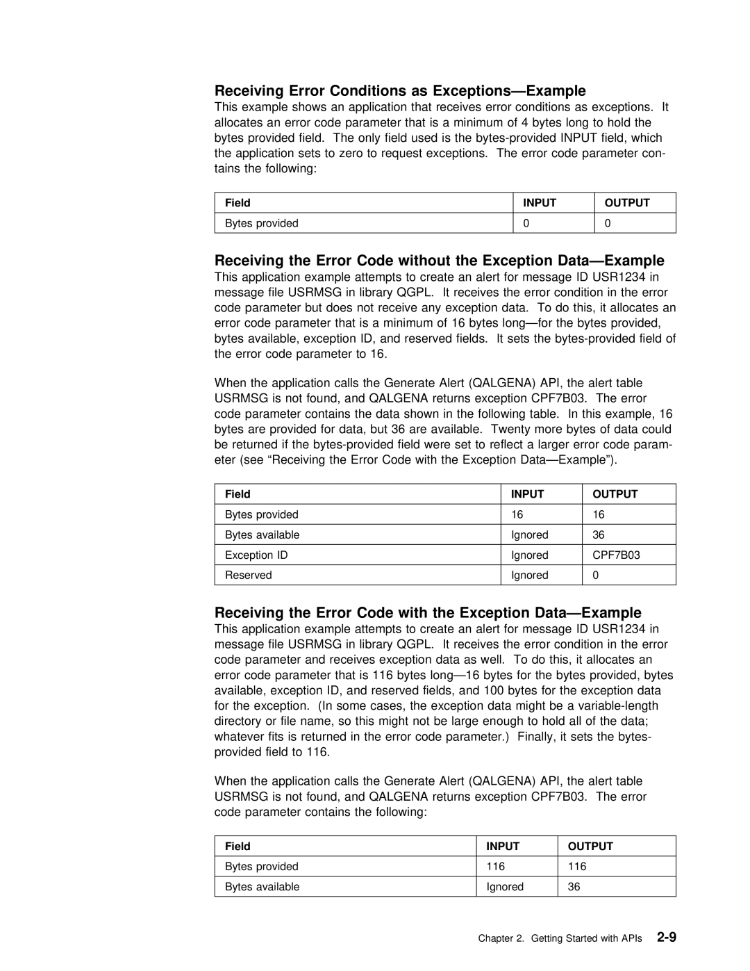 IBM Version 4 manual Receiving Error Conditions as Exceptions-Example, With Exception Data-Example, Code 