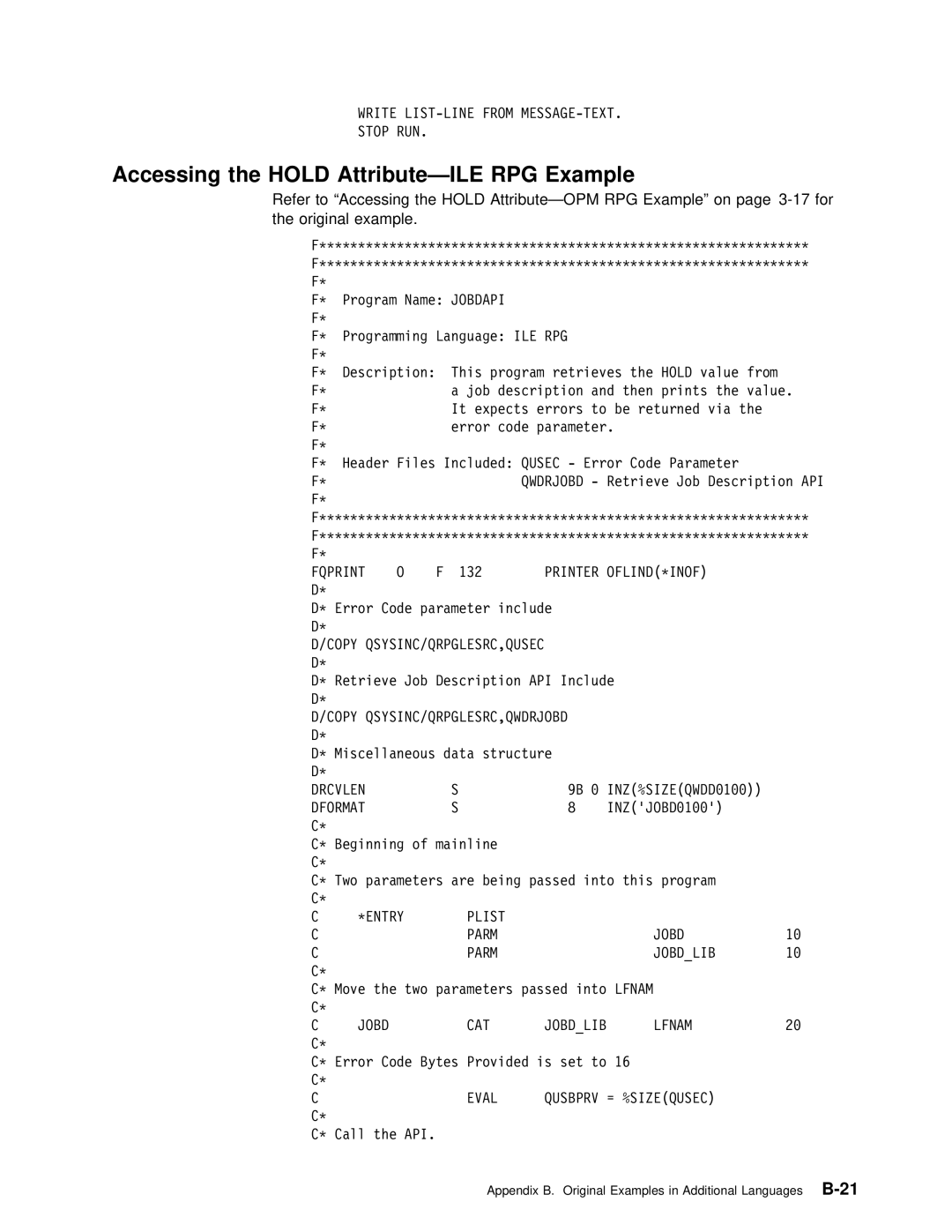 IBM Version 4 manual Refer To Accessing, Attribute-OPM RPG Example On page 3-17 f Original 