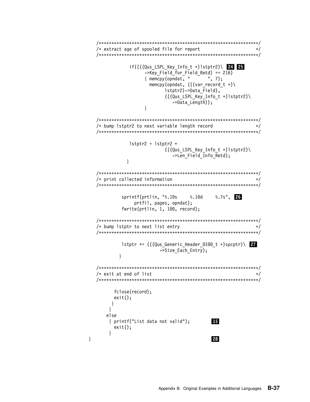 IBM Version 4 manual Appendix B. Original Examples in Additional BLanguages-37 