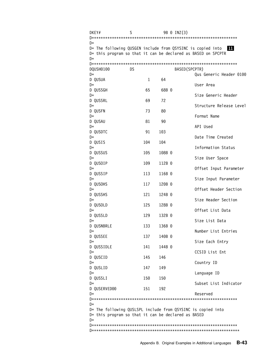 IBM Version 4 manual Appendix B. Original Examples in Additional BLanguages-43 