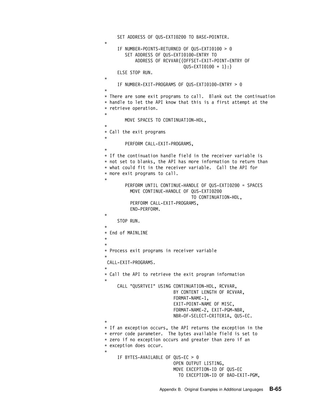 IBM Version 4 manual Else Stop RUN, Perform CALL-EXIT-PROGRAMS, To CONTINUATION-HDL, Call-Exit-Programs 