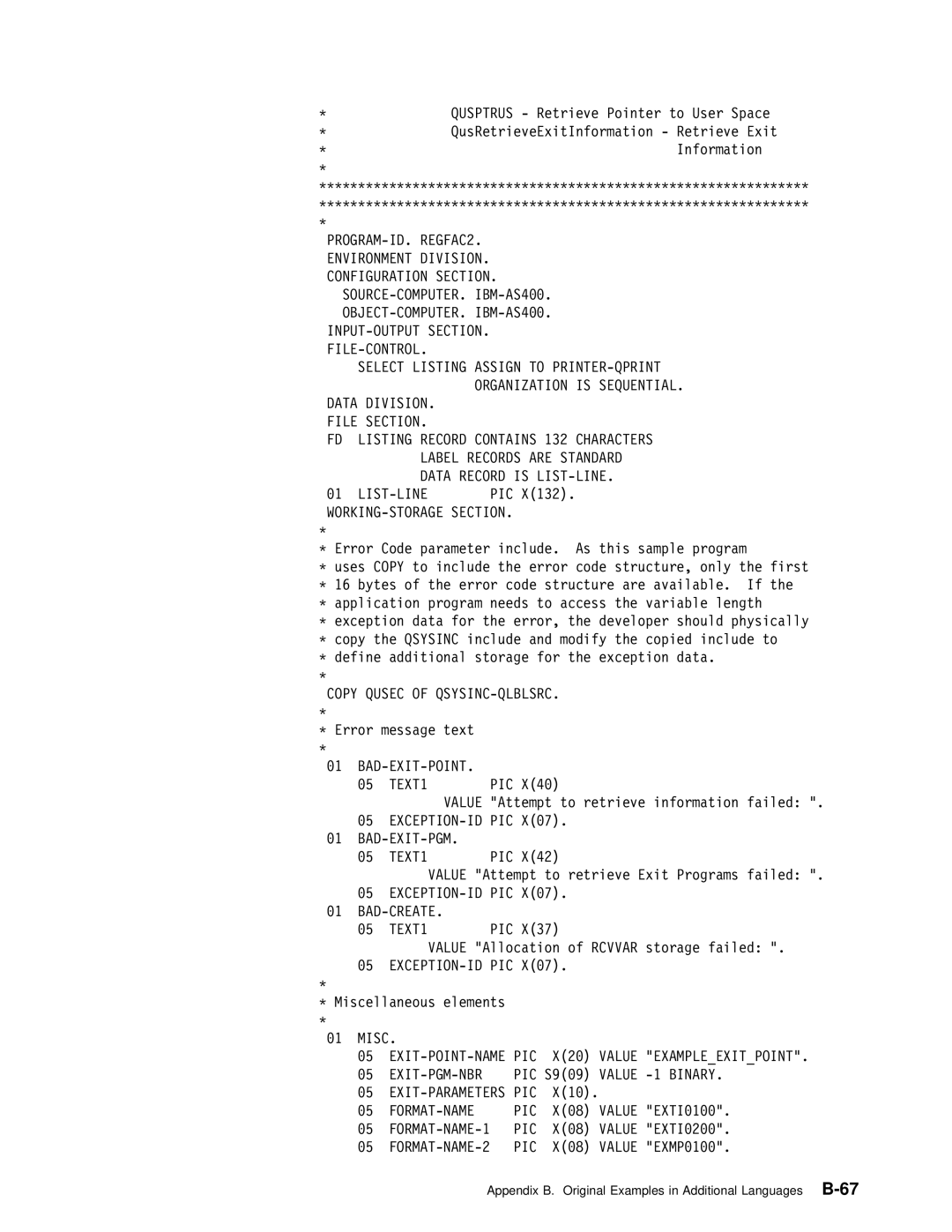 IBM Version 4 manual Value Exampleexitpoint, Exit-Pgm-Nbr, Value -1 Binary 