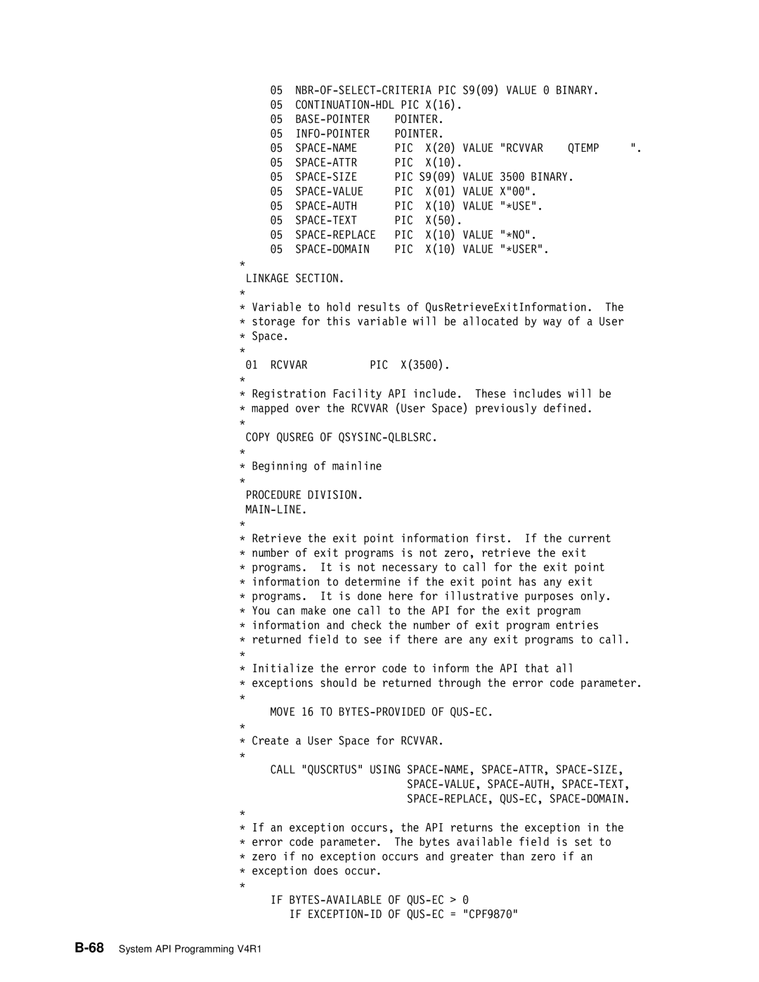 IBM Version 4 manual 68System API Programming V4R1 