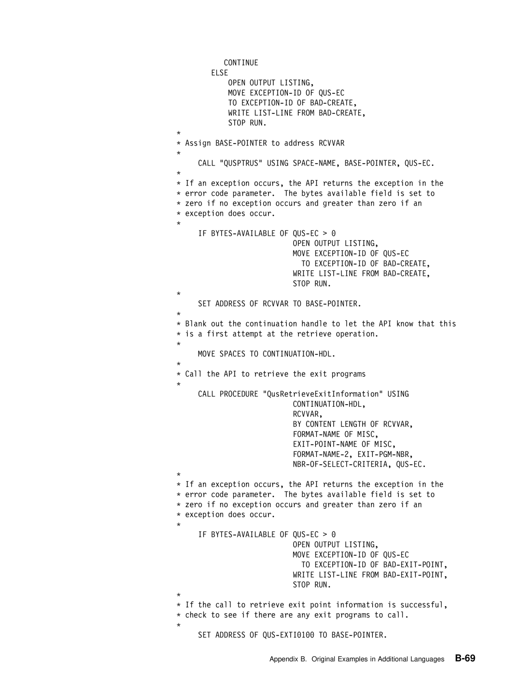 IBM Version 4 manual Appendix B. Original Examples in Additional BLanguages-69 