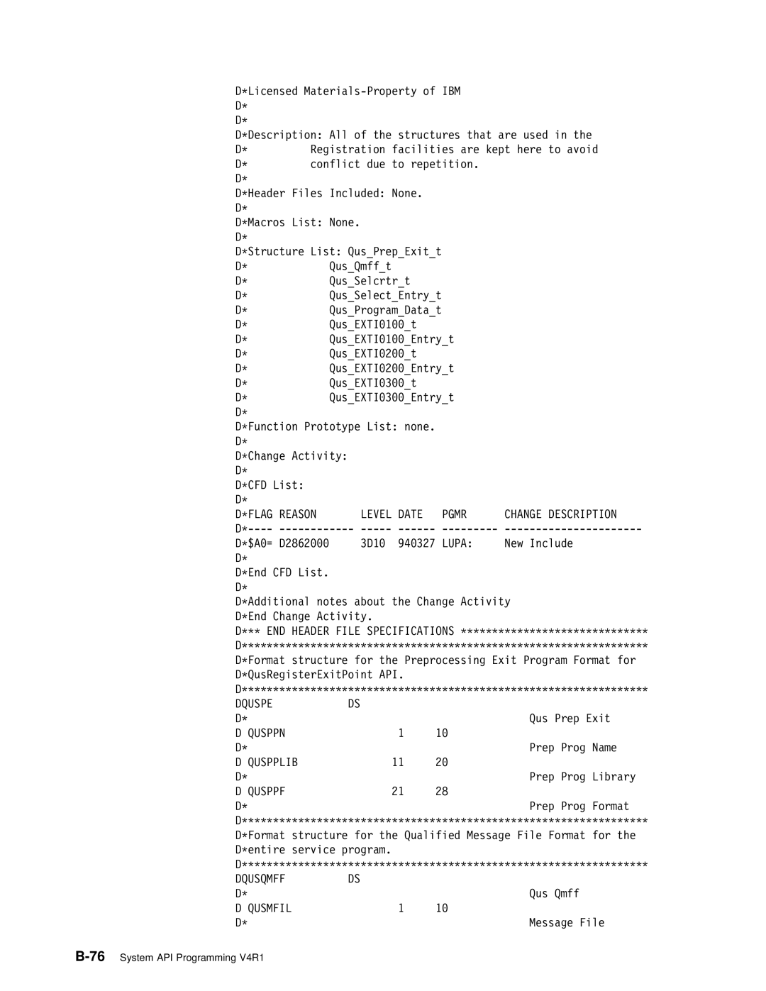 IBM Version 4 manual Dquspe, Qusppn, Quspplib, Qusppf, Dqusqmff, Qusmfil 