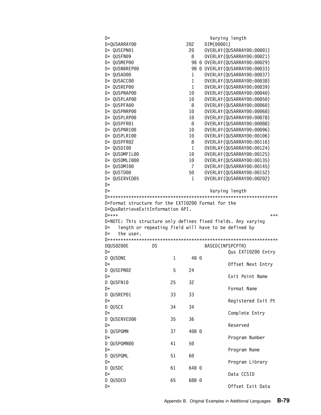 IBM Version 4 manual Qusone, Qusce, Quspgmn, Quspgml, Qusdc, Qusoed 