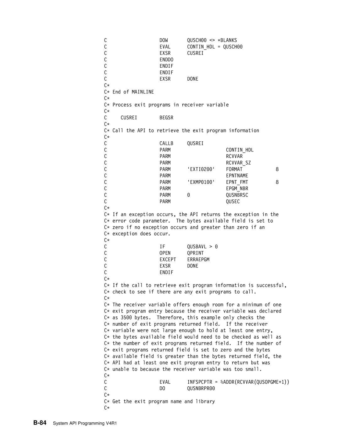 IBM Version 4 manual Dow, Exsr Cusrei Enddo Endif Done, Cusrei Begsr 