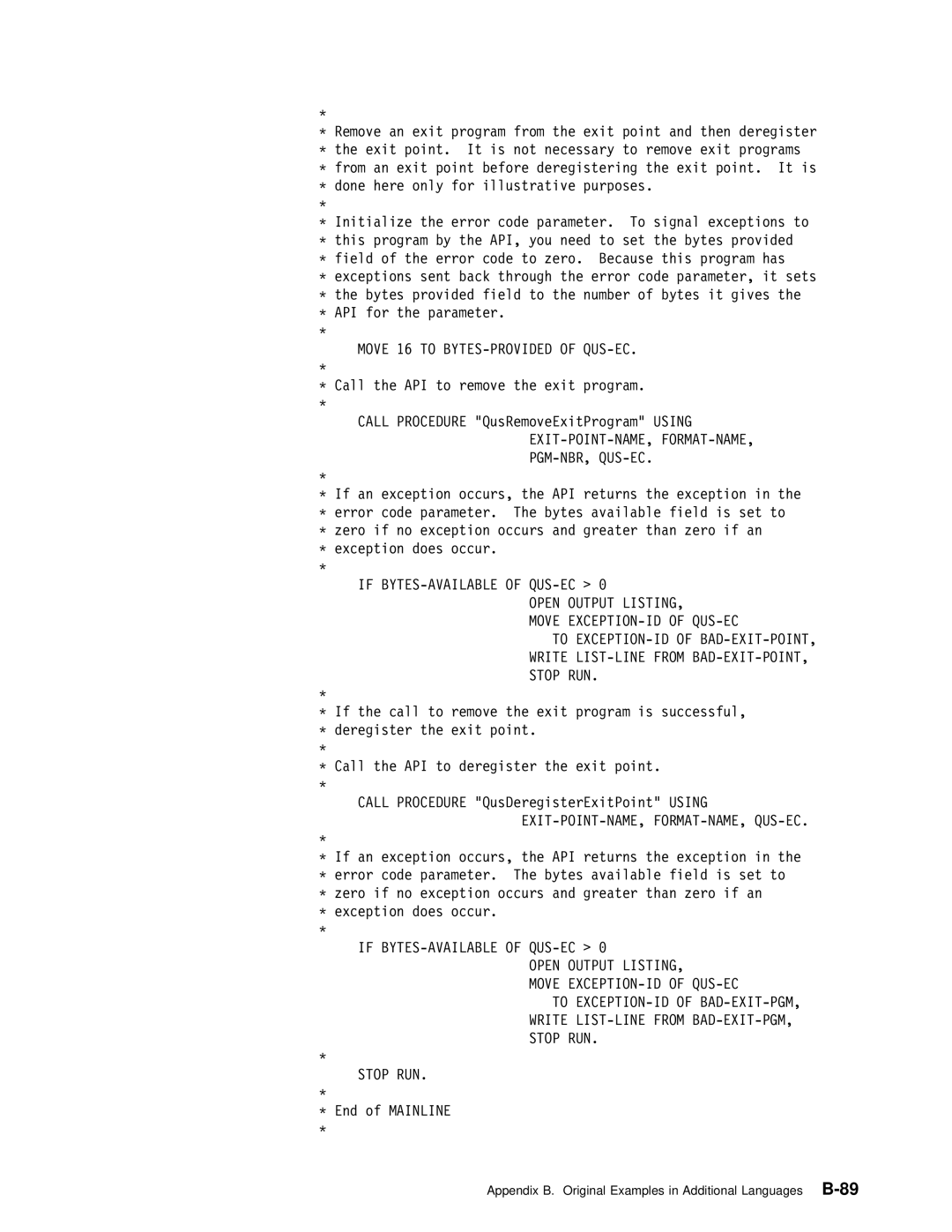 IBM Version 4 manual Exit-Point-Name, Format-Name, Qus-Ec 