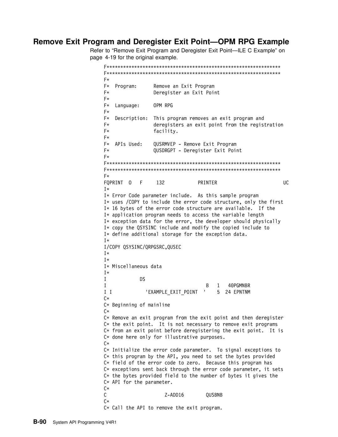 IBM Version 4 manual Remove Exit Program, Exampleexitpoint Epntnm 