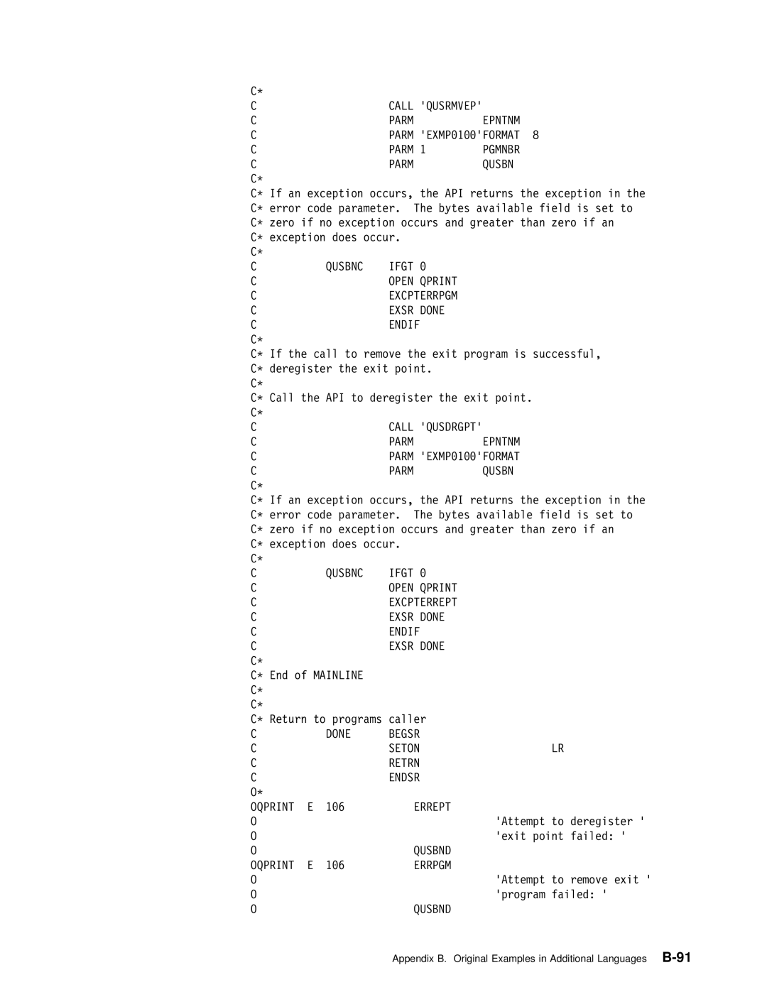 IBM Version 4 manual Parm Pgmnbr Qusbn, Call Qusdrgpt 