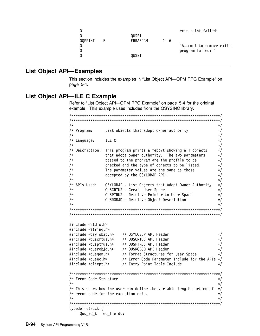 IBM Version 4 manual Api-Ile C, Object 