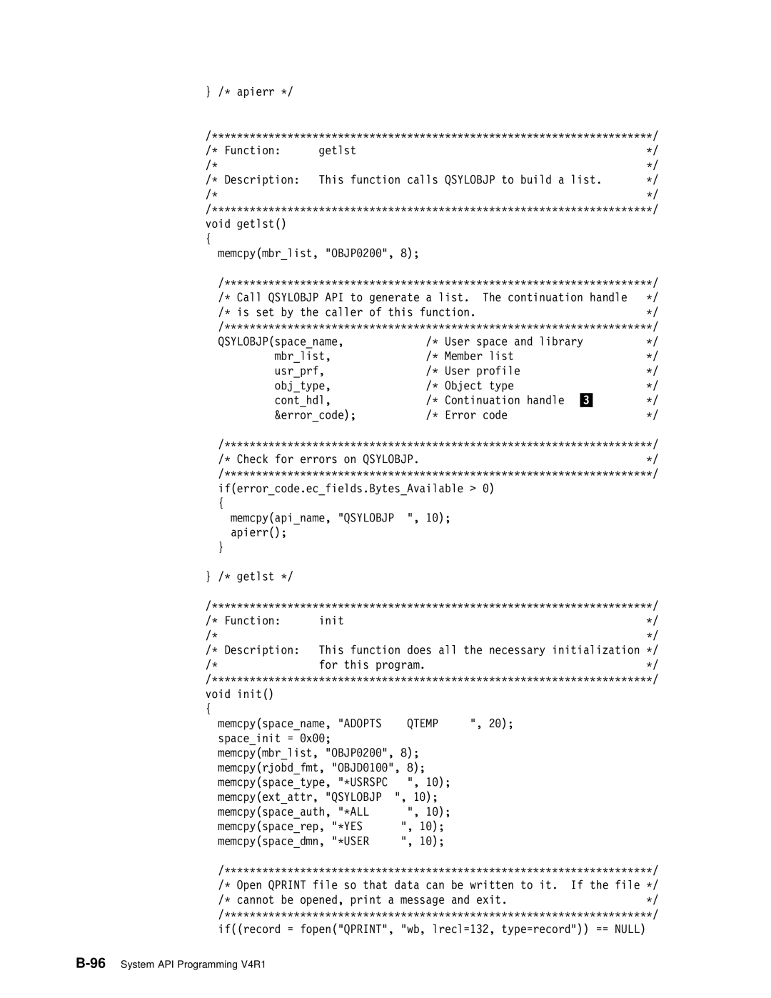 IBM Version 4 manual 96System API Programming V4R1 