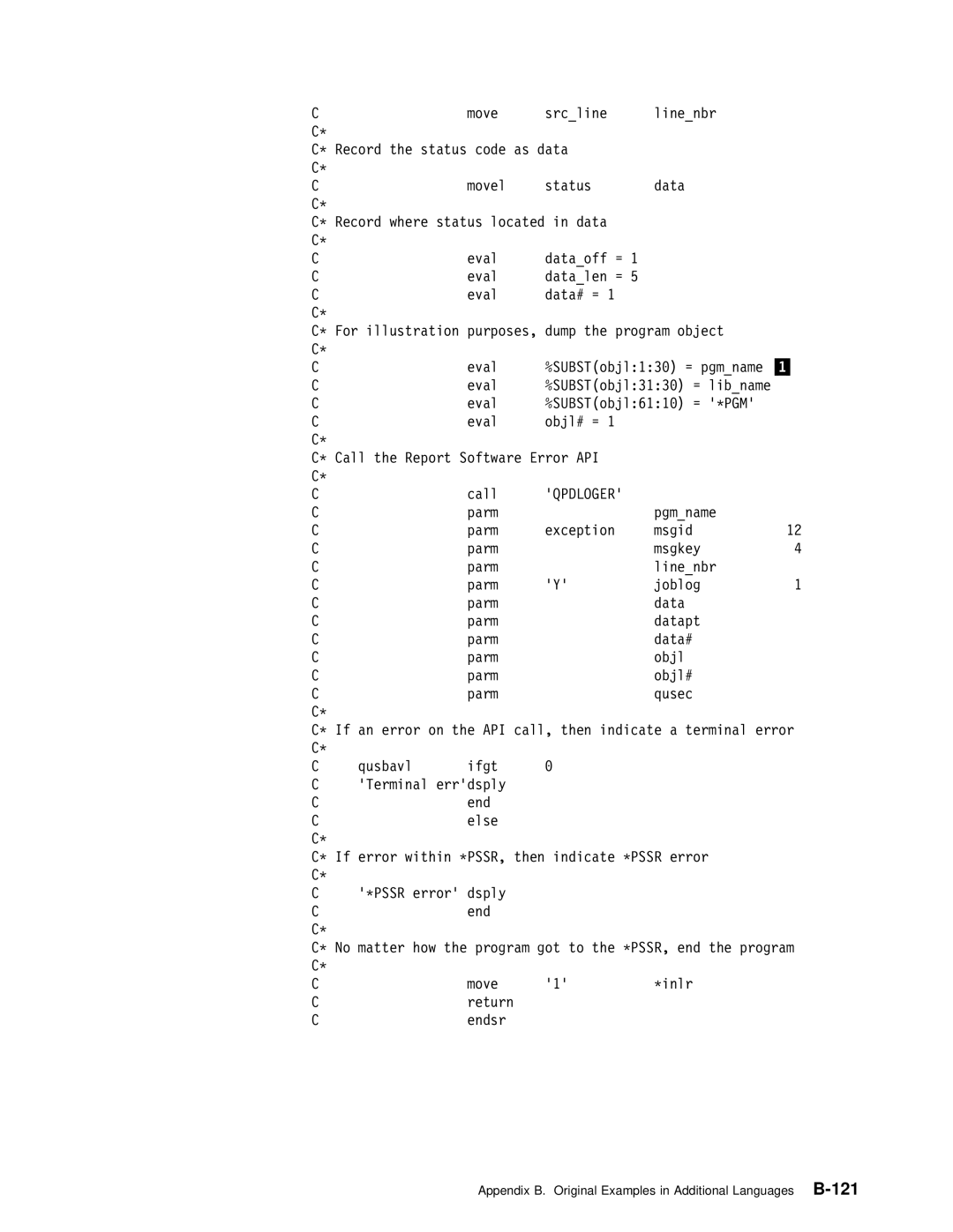 IBM Version 4 manual Appendix B. Original Examples in Additional BLanguages-121 