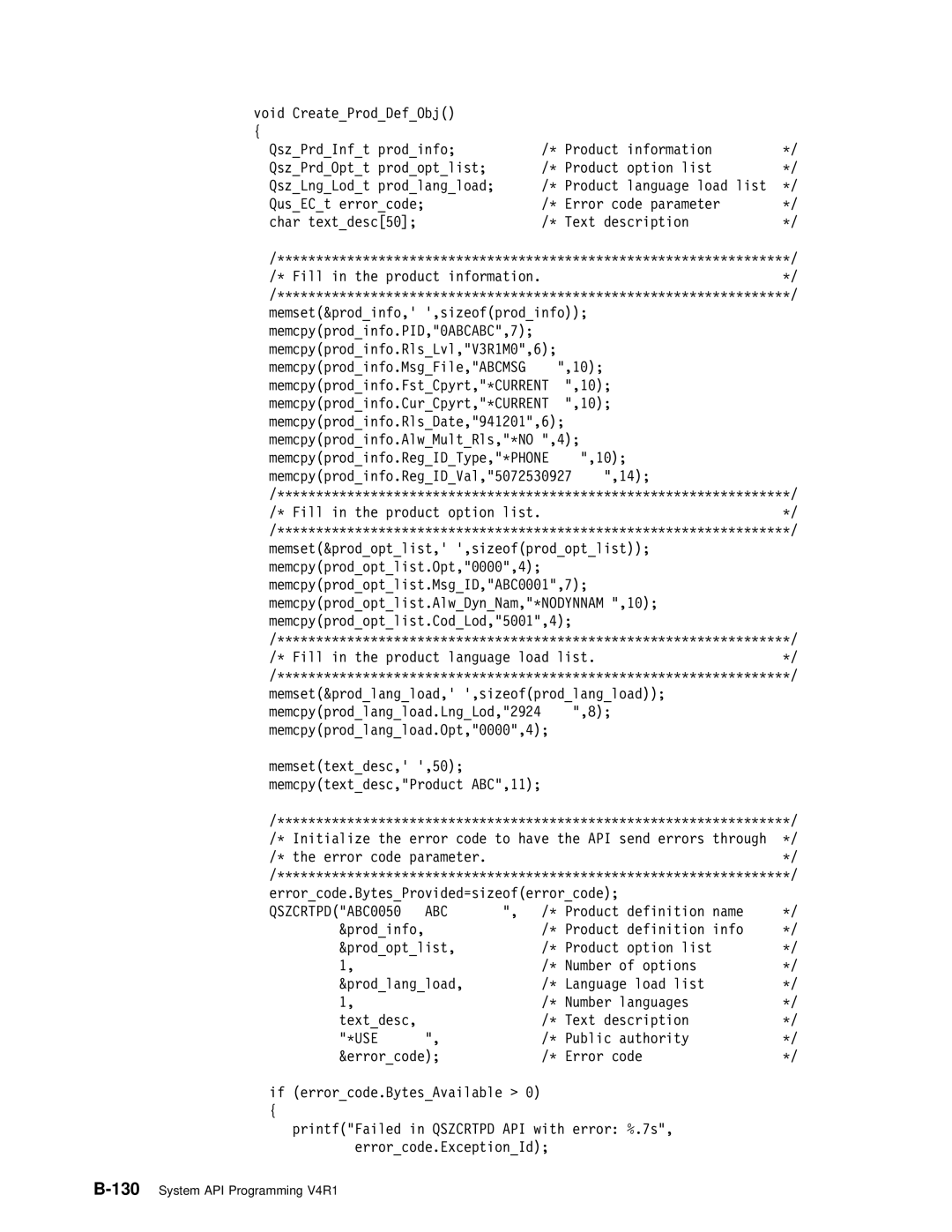 IBM Version 4 manual 130System API Programming V4R1 