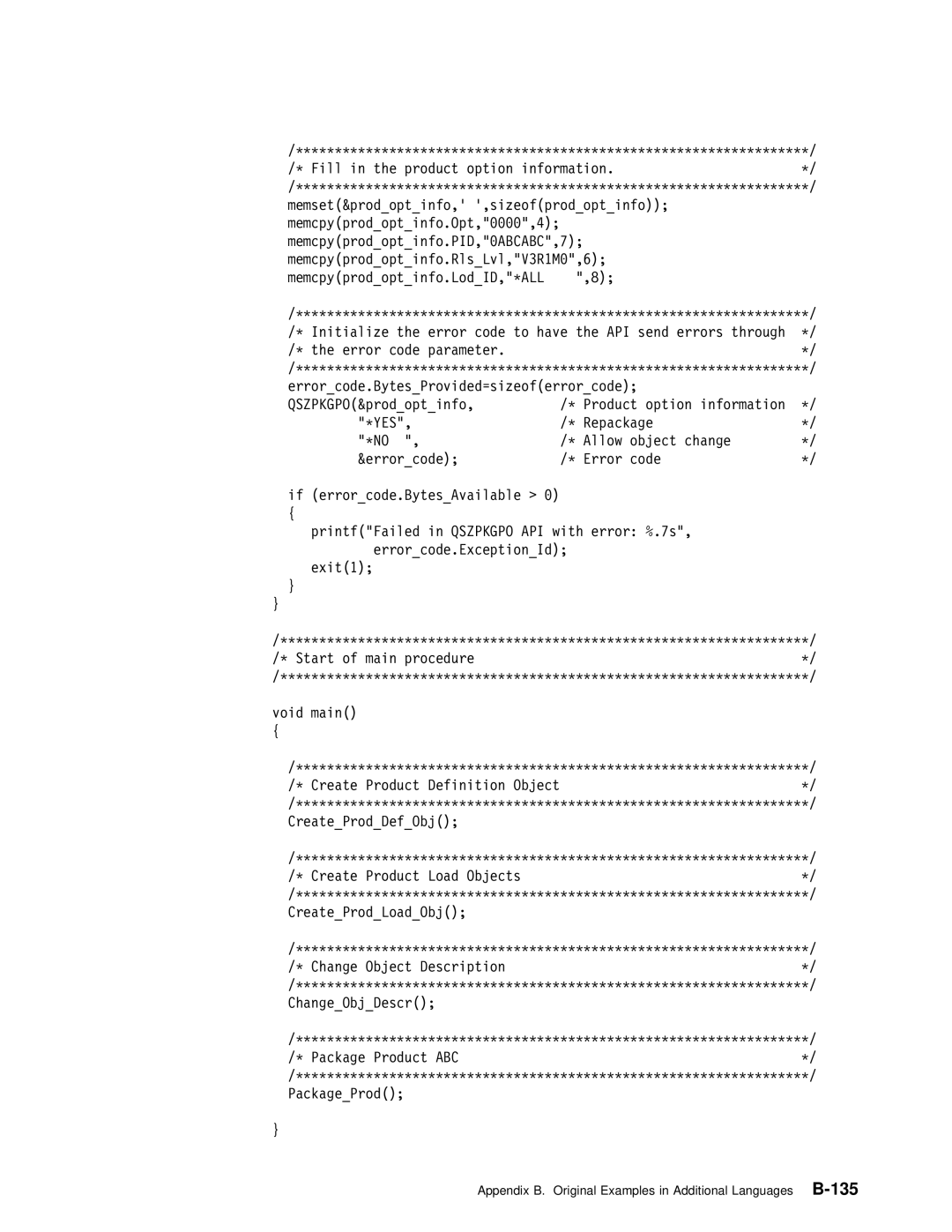 IBM Version 4 manual Appendix B. Original Examples in Additional BLanguages-135 