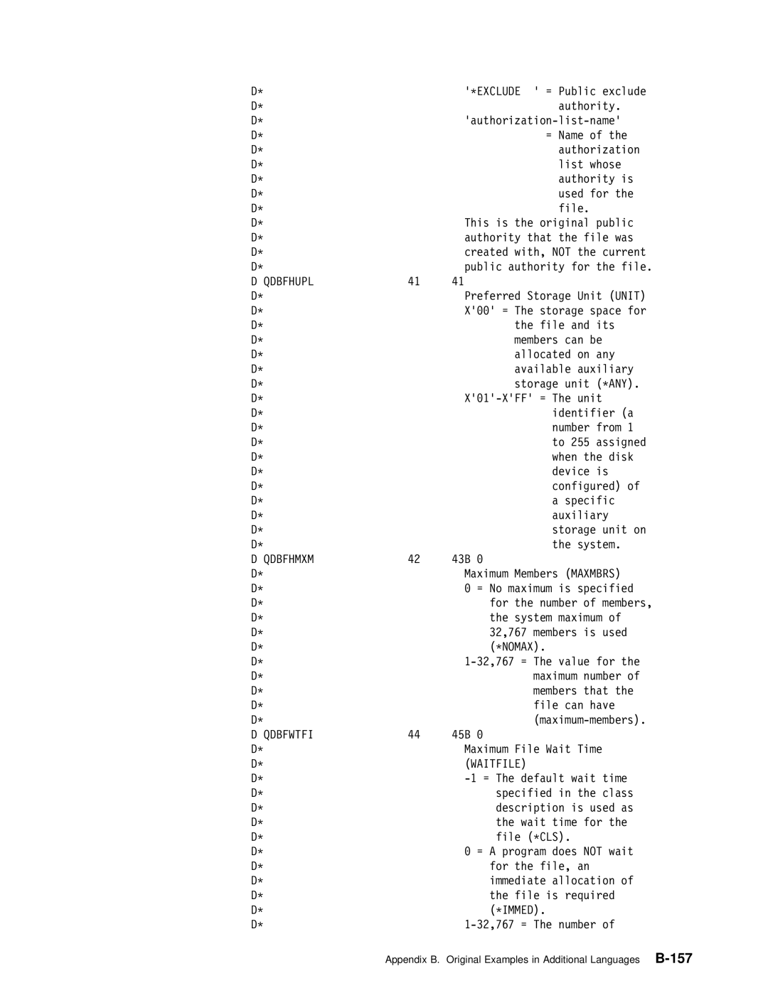 IBM Version 4 manual Qdbfhupl, Qdbfhmxm, Nomax, Qdbfwtfi, Waitfile, Immed 