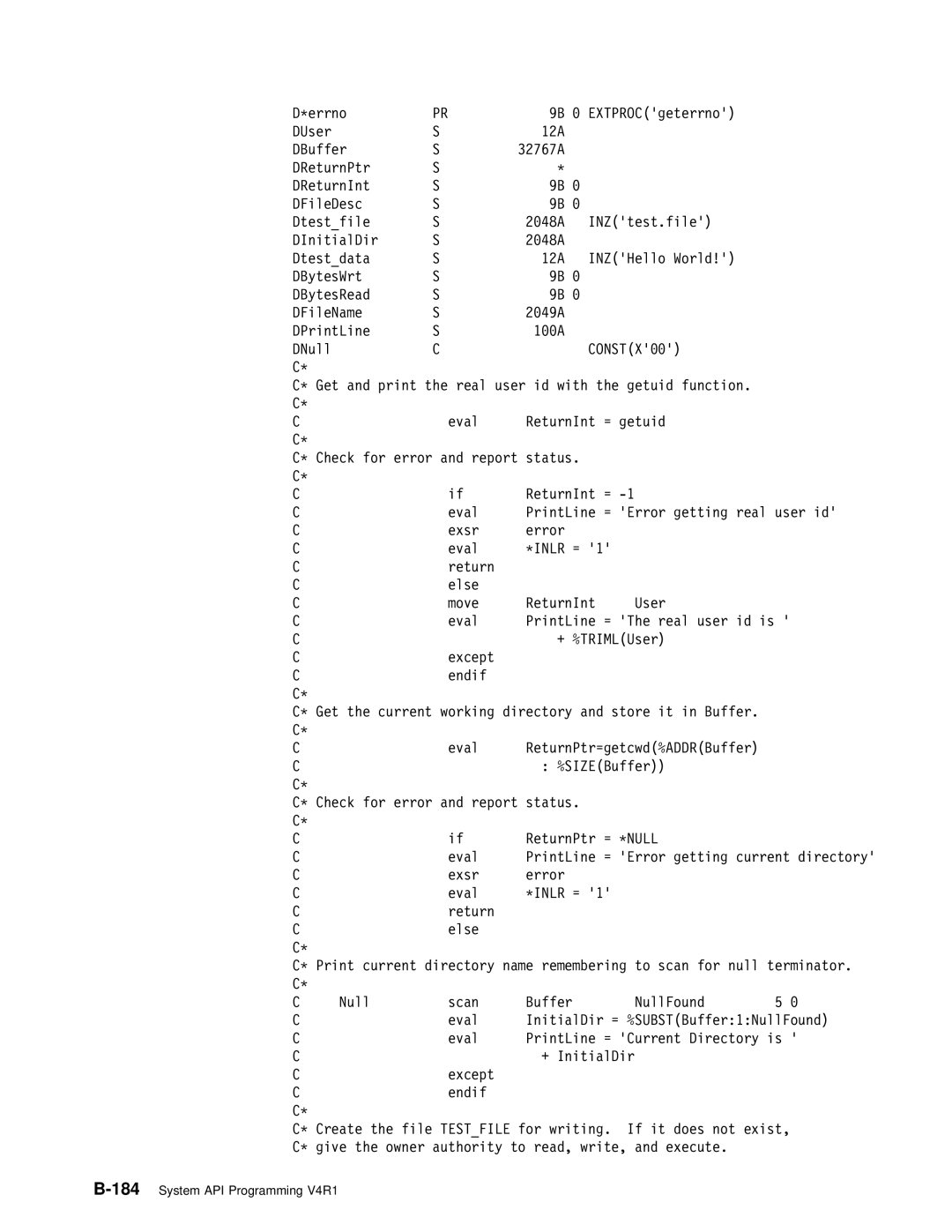 IBM Version 4 manual 184System API Programming V4R1 