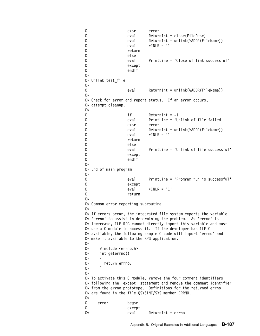 IBM Version 4 manual Appendix B. Original Examples in Additional BLanguages-187 