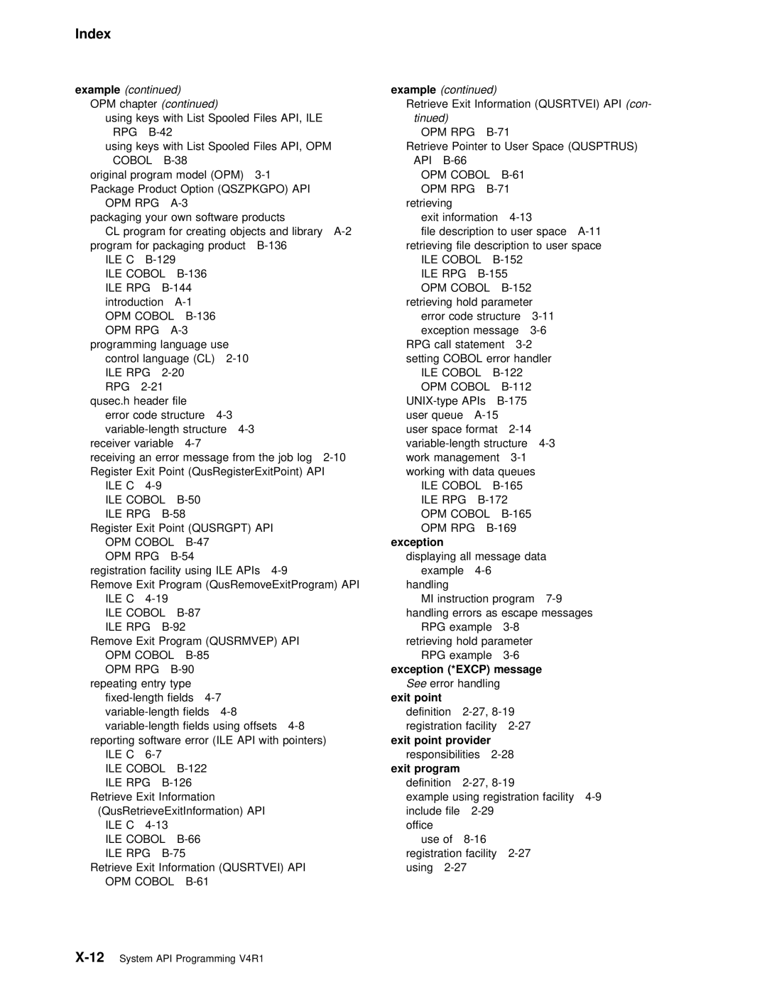 IBM Version 4 manual Exception 