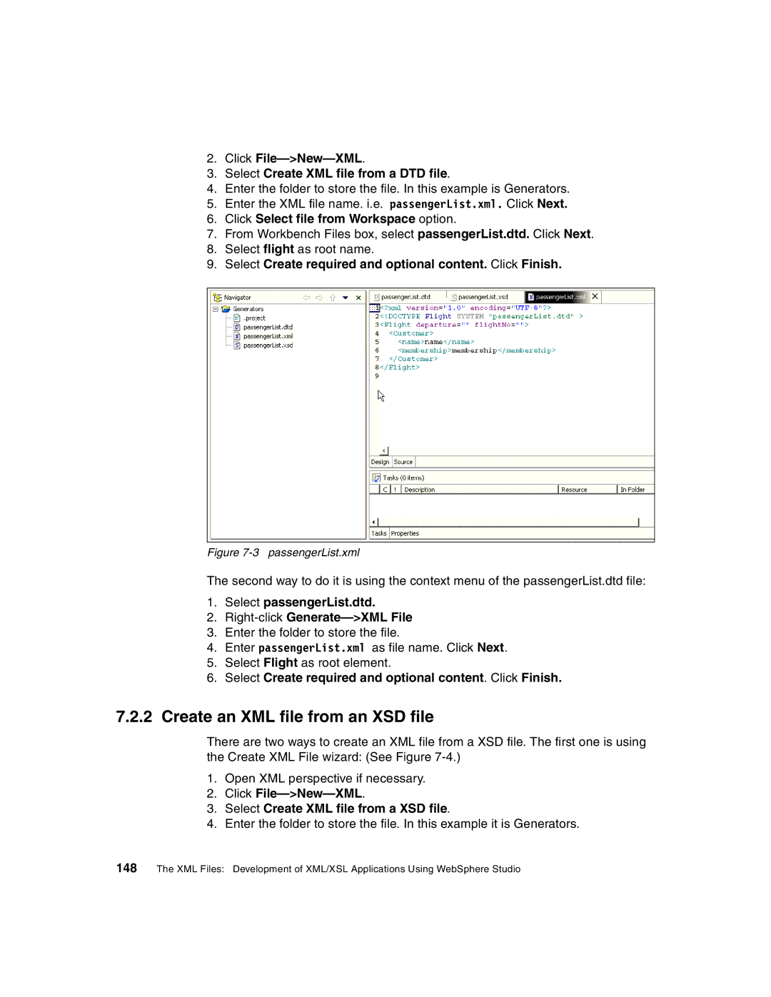 IBM Version 5 manual Create an XML file from an XSD file 