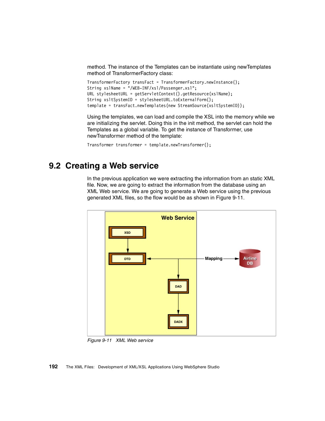 IBM Version 5 manual Creating a Web service, XML Web service 