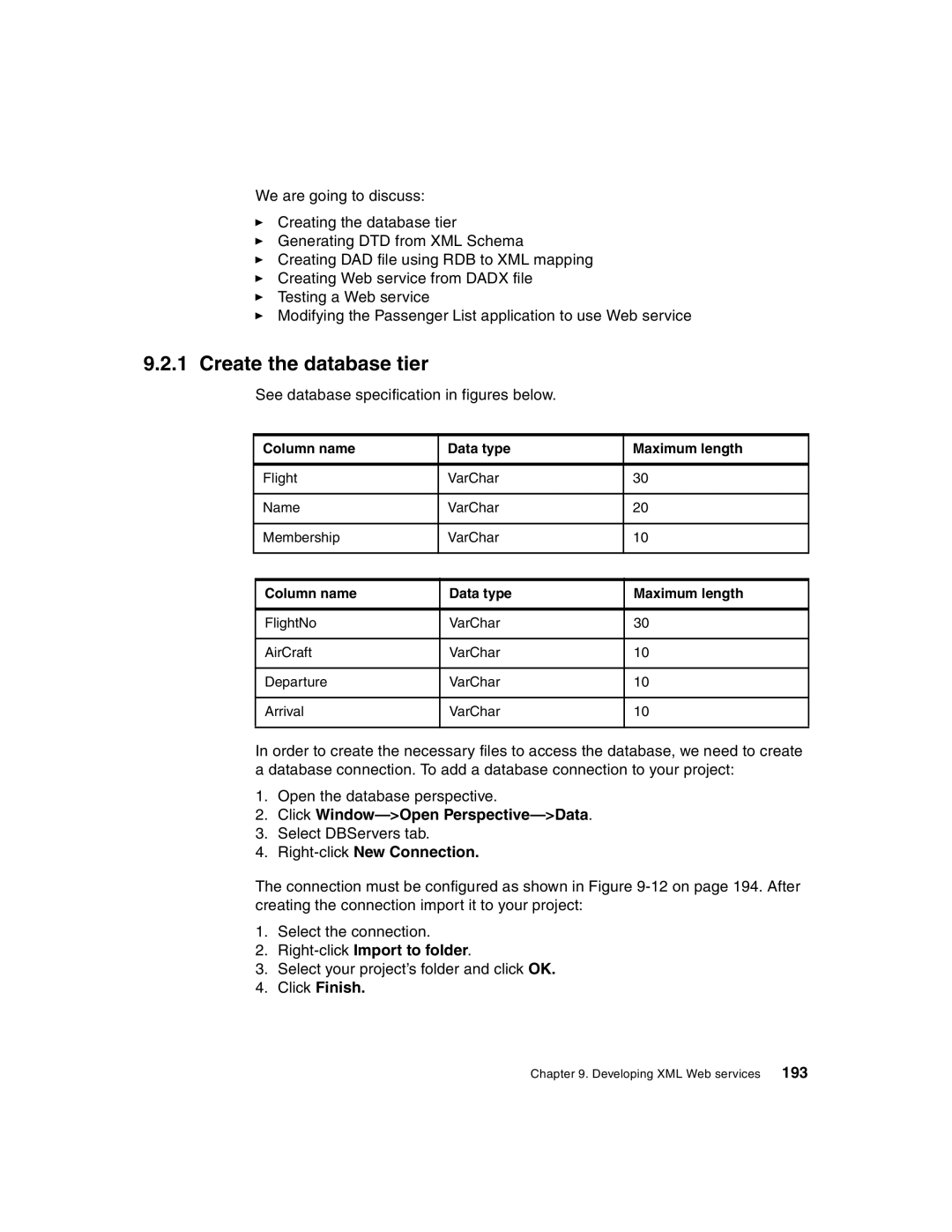 IBM Version 5 manual Create the database tier, Click Window-Open Perspective-Data, Right-clickNew Connection 