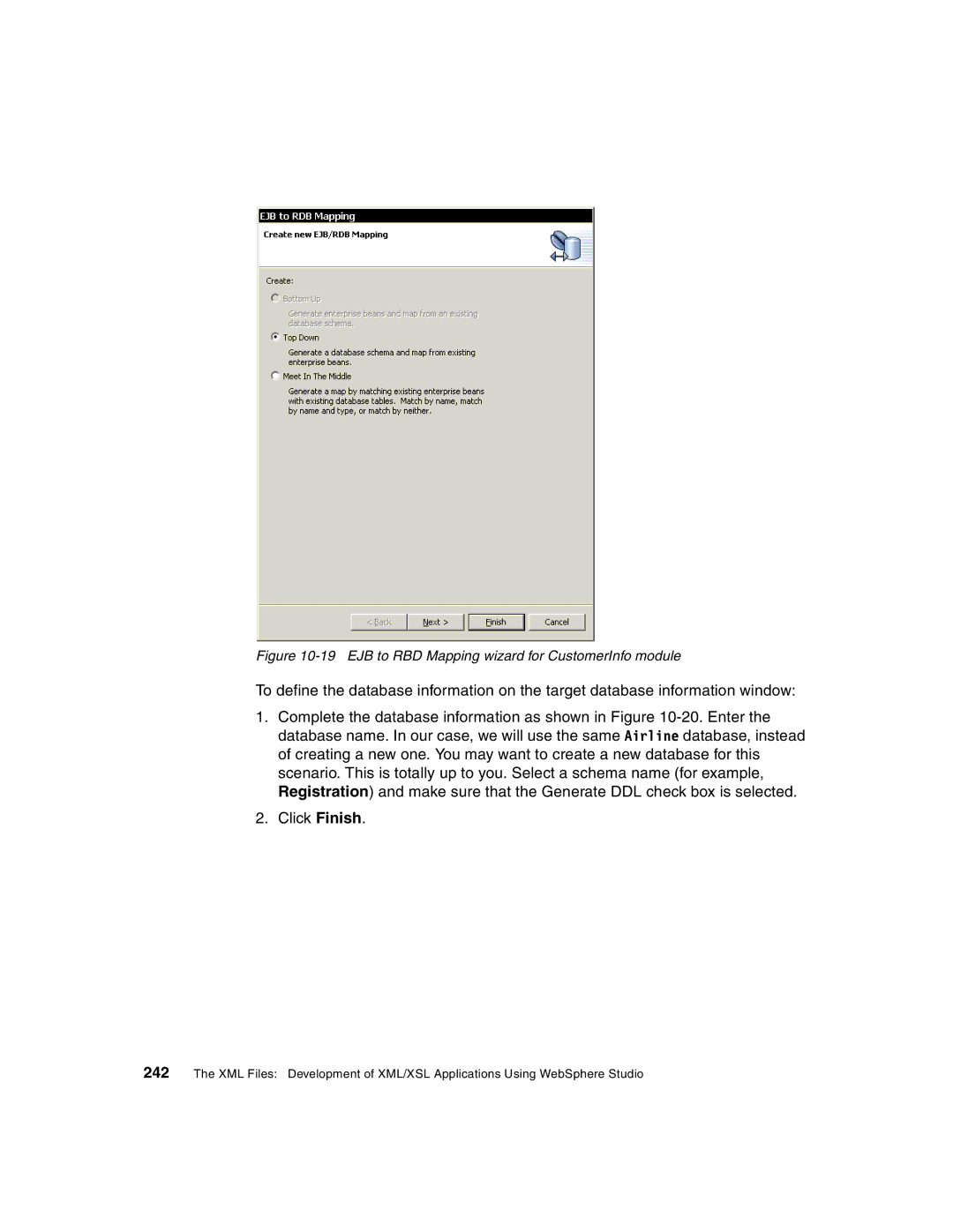 IBM Version 5 manual EJB to RBD Mapping wizard for CustomerInfo module 