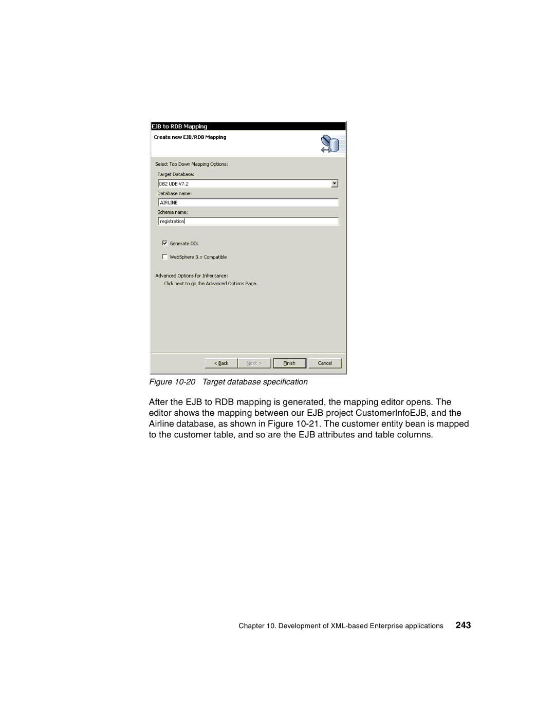 IBM Version 5 manual Target database specification 