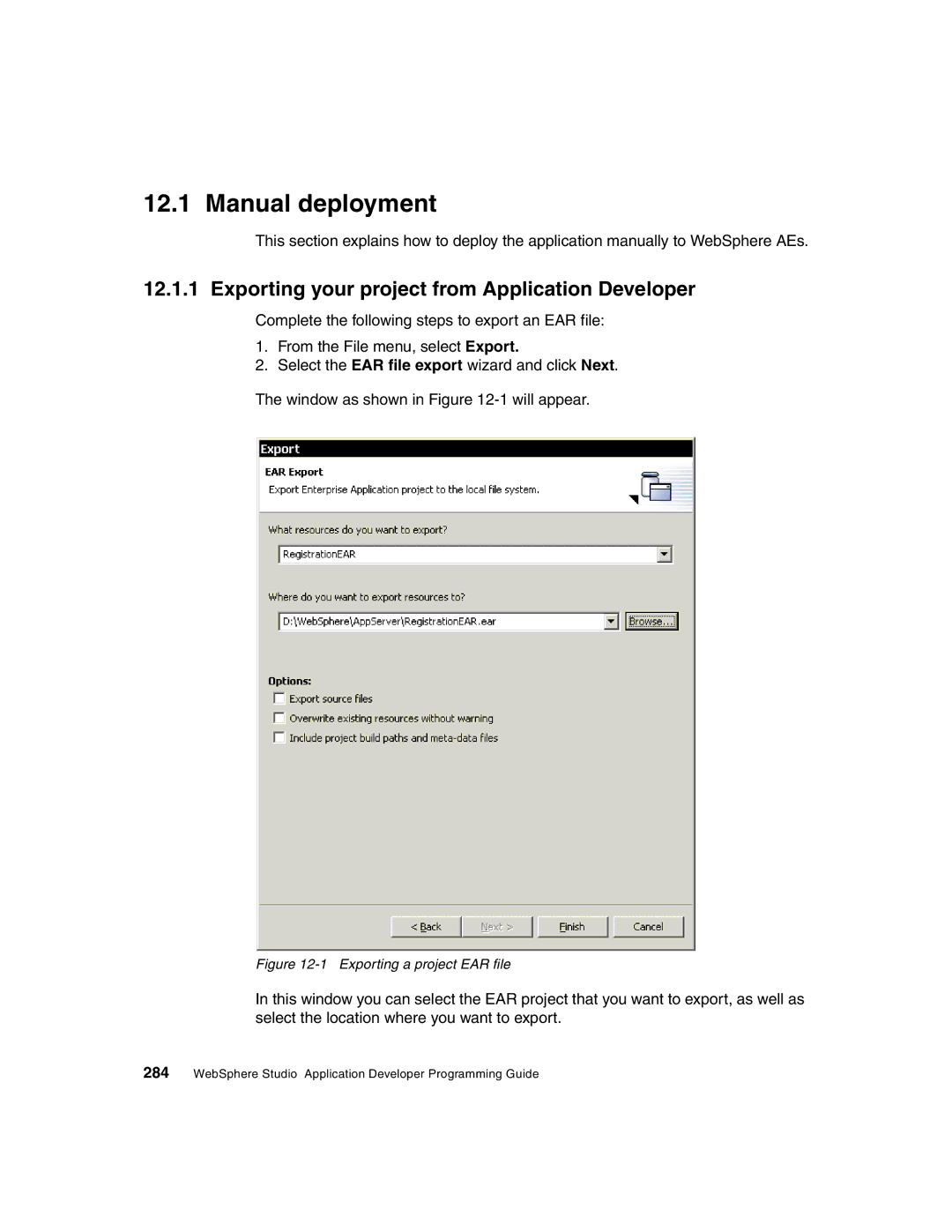 IBM Version 5 manual Manual deployment, Exporting your project from Application Developer 