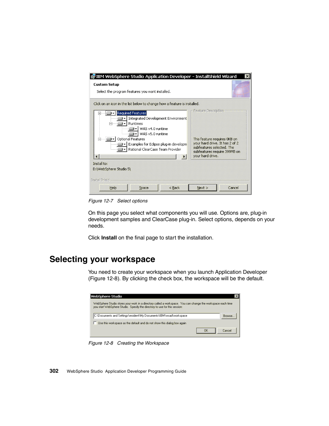 IBM Version 5 manual Selecting your workspace, Select options 