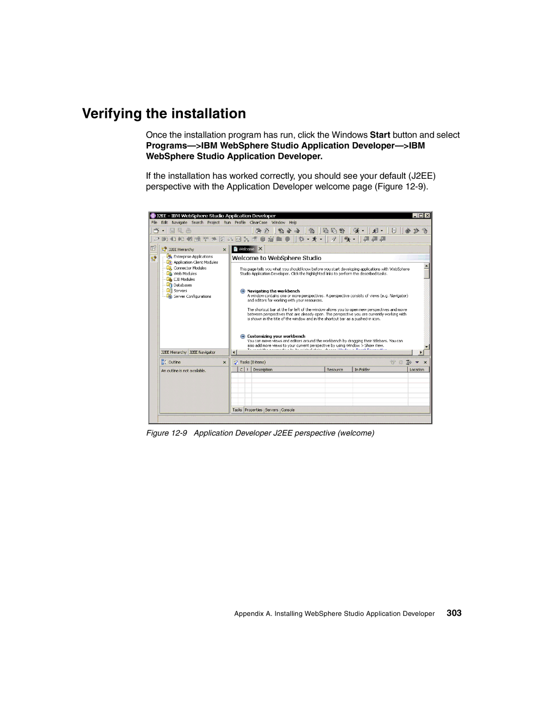 IBM Version 5 manual Verifying the installation, Programs-IBM WebSphere Studio Application Developer-IBM 