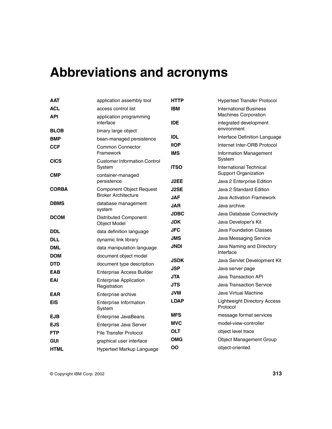 IBM Version 5 manual Abbreviations and acronyms, 313 